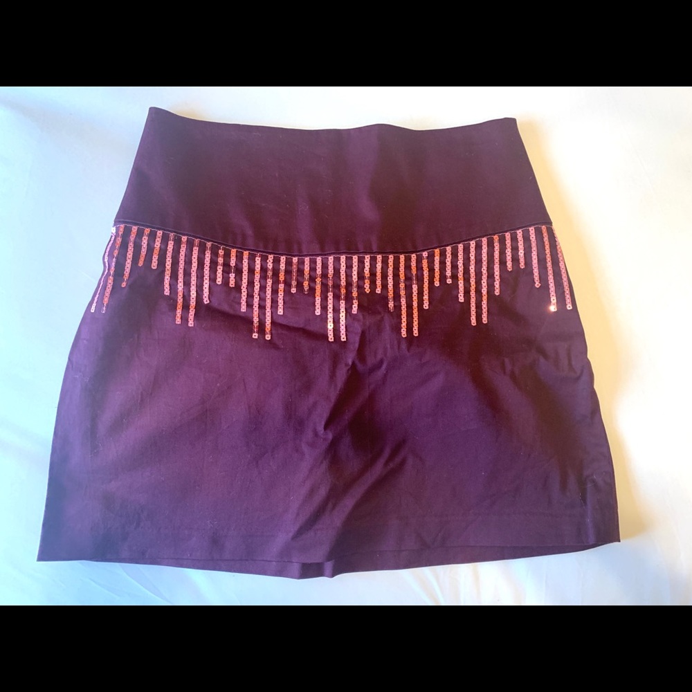 Free People Sequins Stretch Mini A-Line Skirt